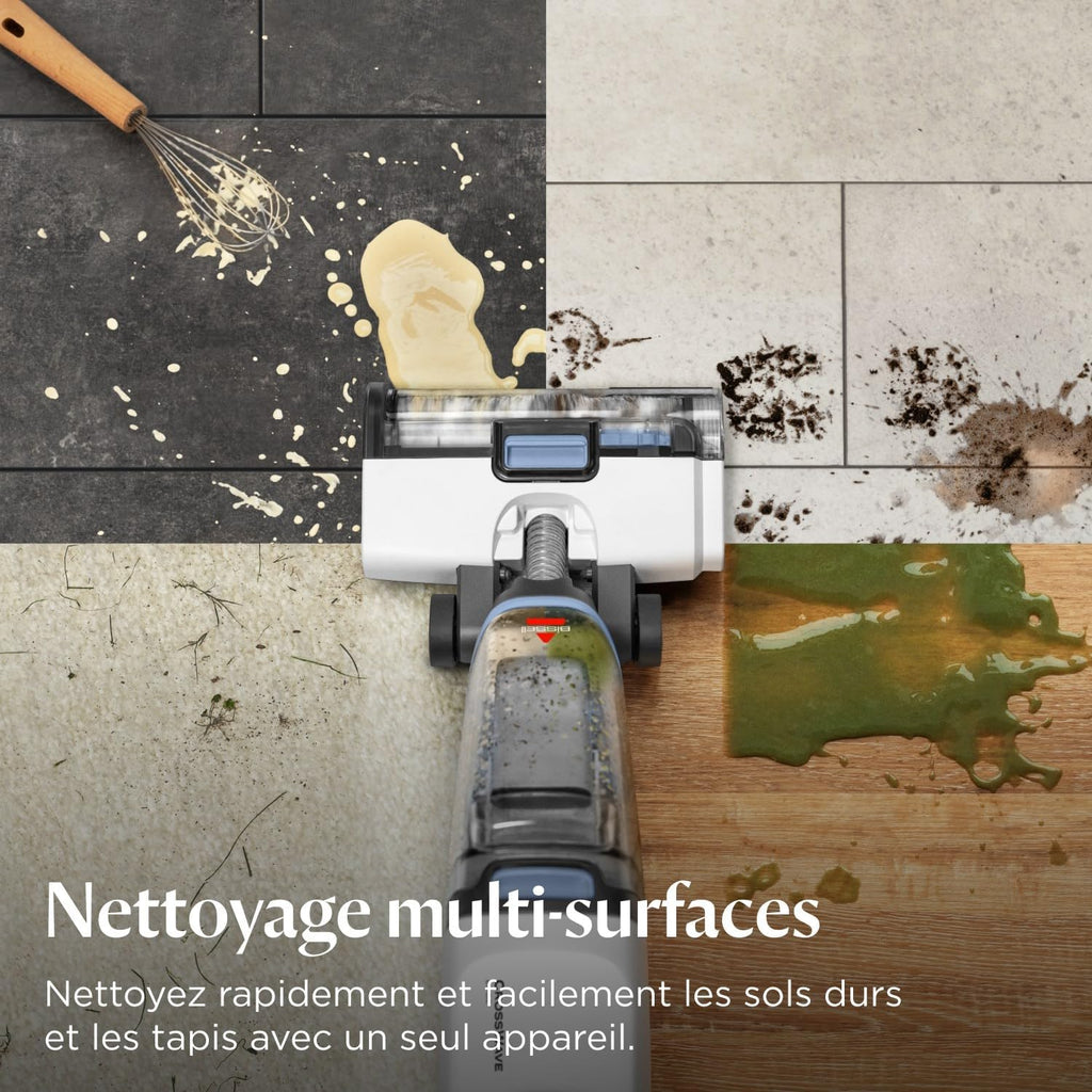 Bissell CrossWave Edge, Aspirateur Laveur, Nettoyeur Multi-Surfaces avec Système Auto-Nettoyant, Aspirateur a Eau Filaire ZeroGap, pour Sols Durs & Tapis, Câble 7.5m, 4088N