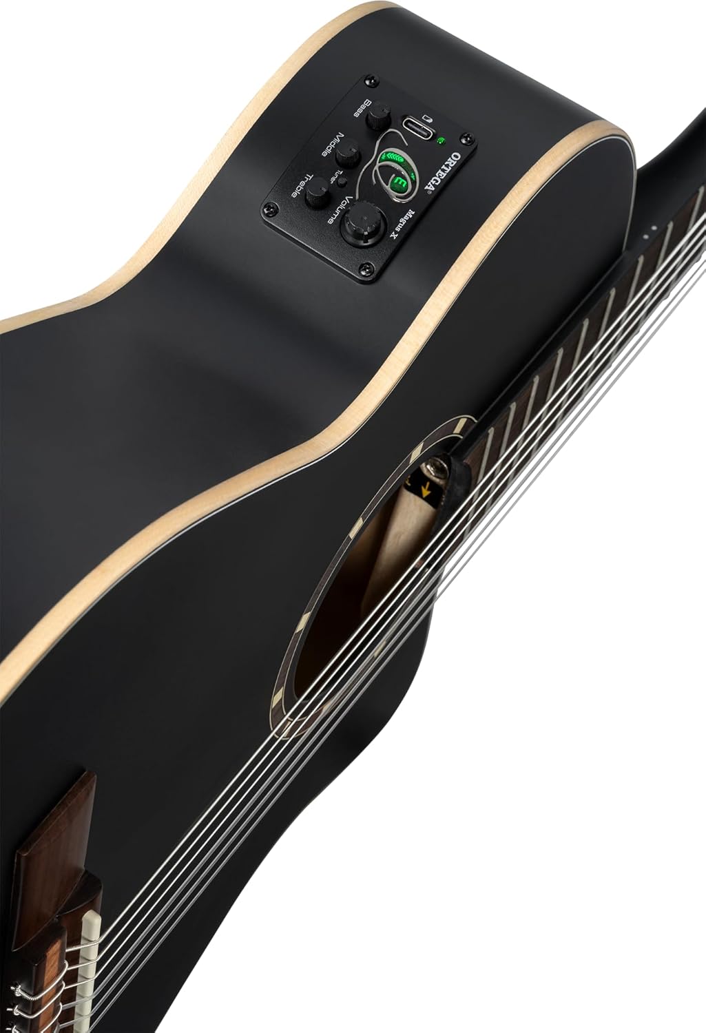 Ortega Guitars Guitare Classique Électro-Acoustique - 3/4 - Family Series - Housse Incluse - Épicéa/Acajou, Noir RCE125SBK-3/4