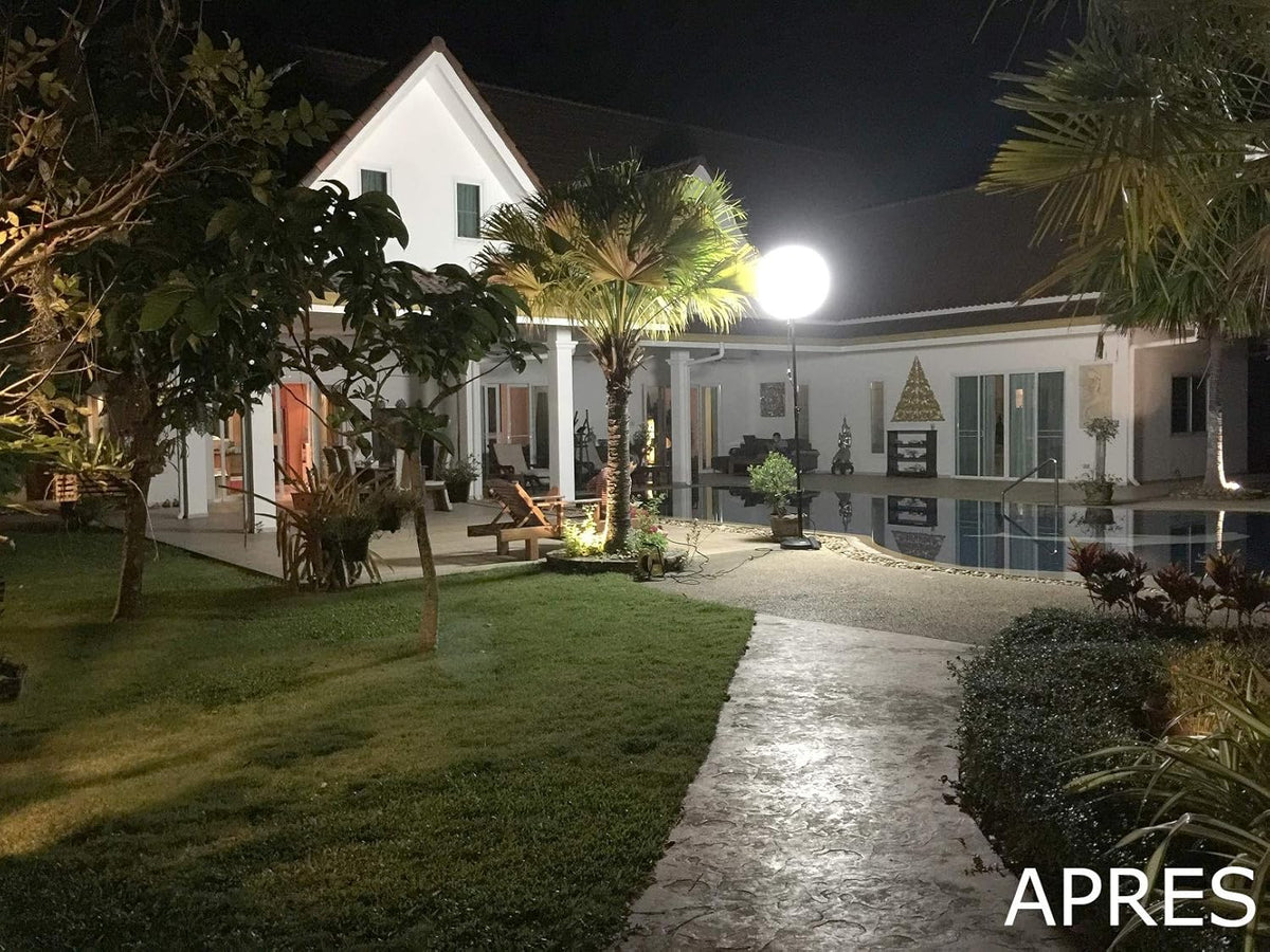 ORIZEO Ballon éclairant uniforme LED 200w Lumineux Mobile gonflable pour Terrasse et Jardin Angle d'éclairage 360° Lampadaire extérieur LED Conçu et Fabriqué en France
