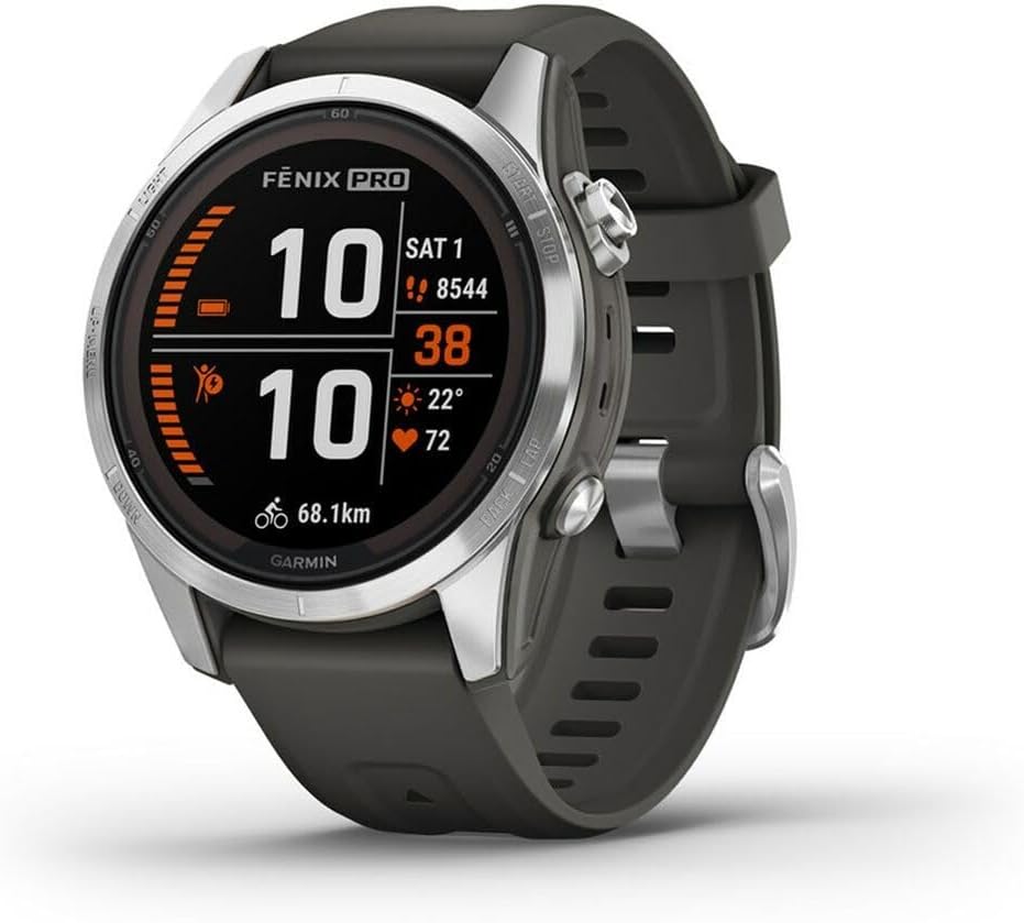 fēnix 7S Pro, Solar - Montre GPS Multisports connectée – Silver avec Bracelet Gris – Boîtier 42 mm