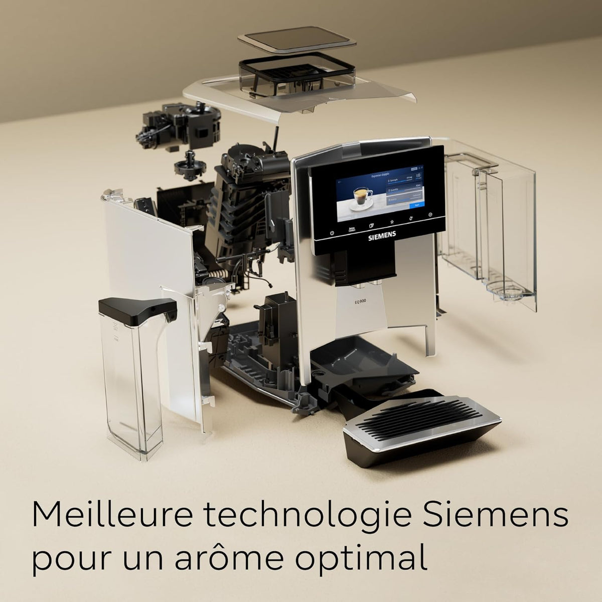 Siemens machine à café automatique EQ900, baristaMode, eGrinder, écran iSelect 6,8 pouces, application Home Connect, acier inoxydable, TQ903R03