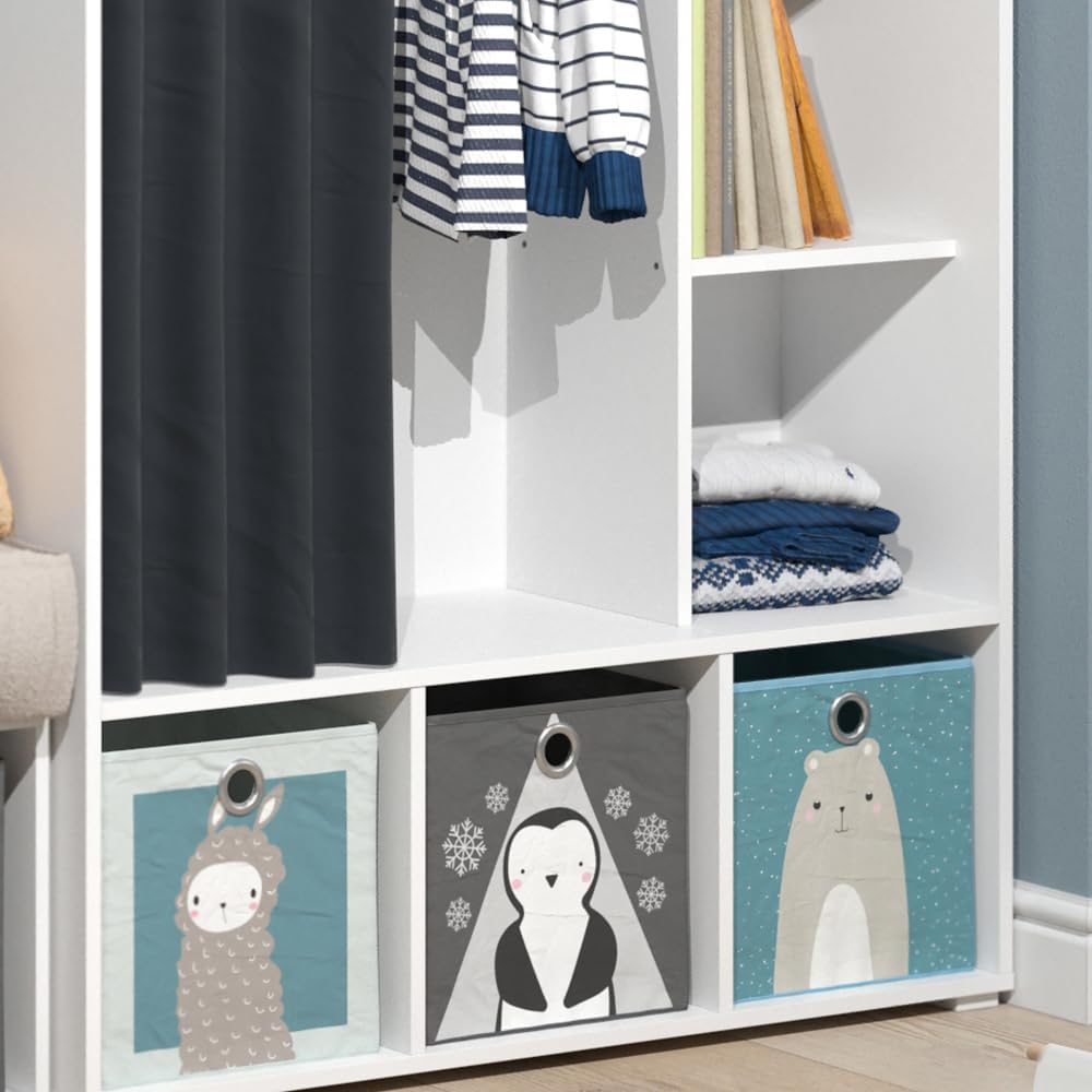 Vicco Armoire pour Enfants Luigi, Blanc, 105.8 x 178.1 cm avec Tringle à Rideaux