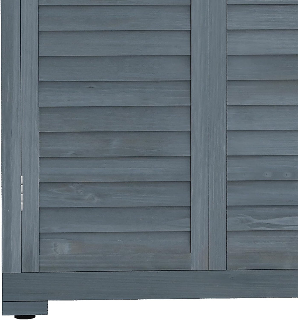Outsunny Abri de Jardin abri à Outils sur Pied en Bois 2 étagères Portes à Volets Toit en Bitume incliné 87 x 47 x 160 cm Gris