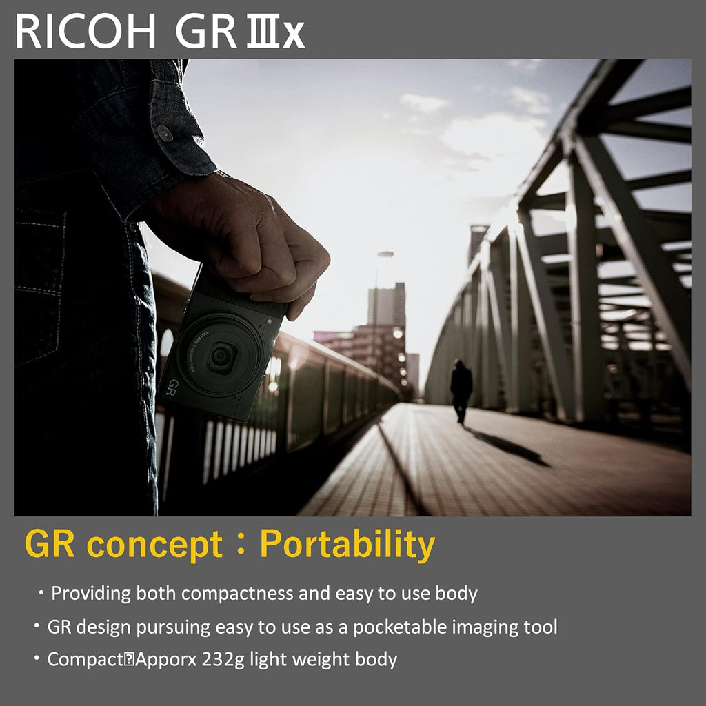 Ricoh GR IIIx Appareil Photo numérique [Focale 40mm] [Equipé d'un capteur CMOS APS-C de 24.2M] [La référence en matière de Prises de Vue instantanées] Noir