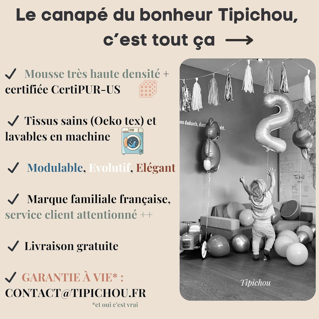 Canapé Enfant Convertible - Chauffeuse 2 Places Transformable en Lit d'Appoint, Aire de Jeu, Fauteuil, Matelas de Sol - Idéal Cadeau Enfants - Possibilités de Jeux Infinies (Blanc Crème, 2 Places)