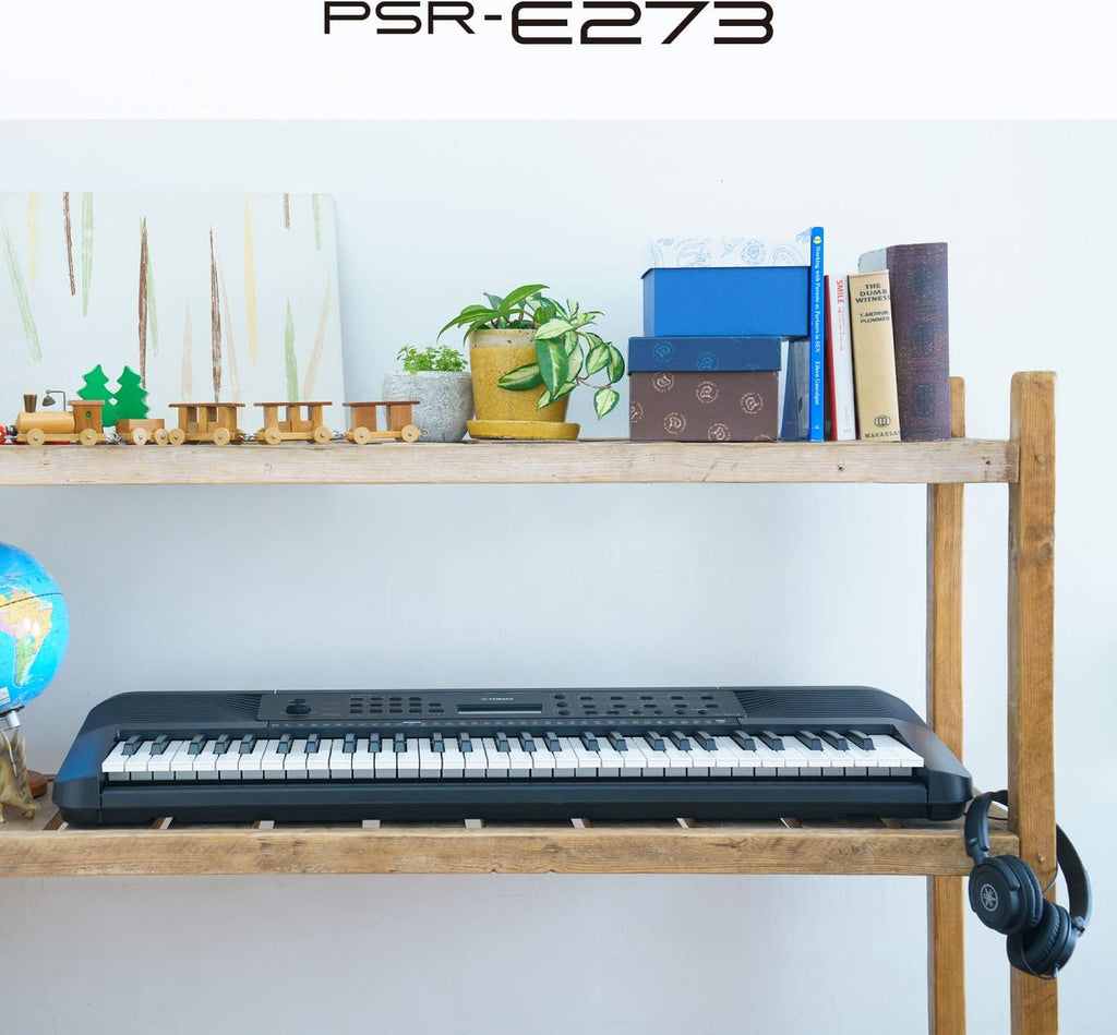 Yamaha PSR-E273 Clavier arrangeur – Instrument de musique à 61 touches dynamiques, incluant un Bon Cadeau pour 2 Leçons en Ligne avec la Yamaha Music School, en Noir