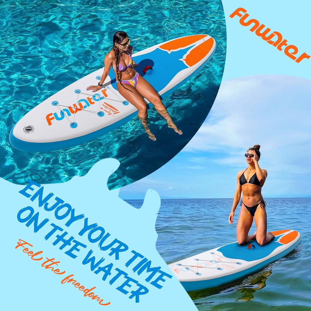 FunWater Planche Gonflable de Stand Up Paddle Accessoires complets Planche de Paddle réglable Pompe Sac à Dos de Voyage Sac étanche pour téléphone Finlandaise Planche de Surf