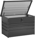 Coffre de Rangement Extérieur 100 x 62 cm 300 Litres en Acier Galvanisé Gris Foncé Idéal pour les Accessoires de Jardin Durable et Décoratif Beliani