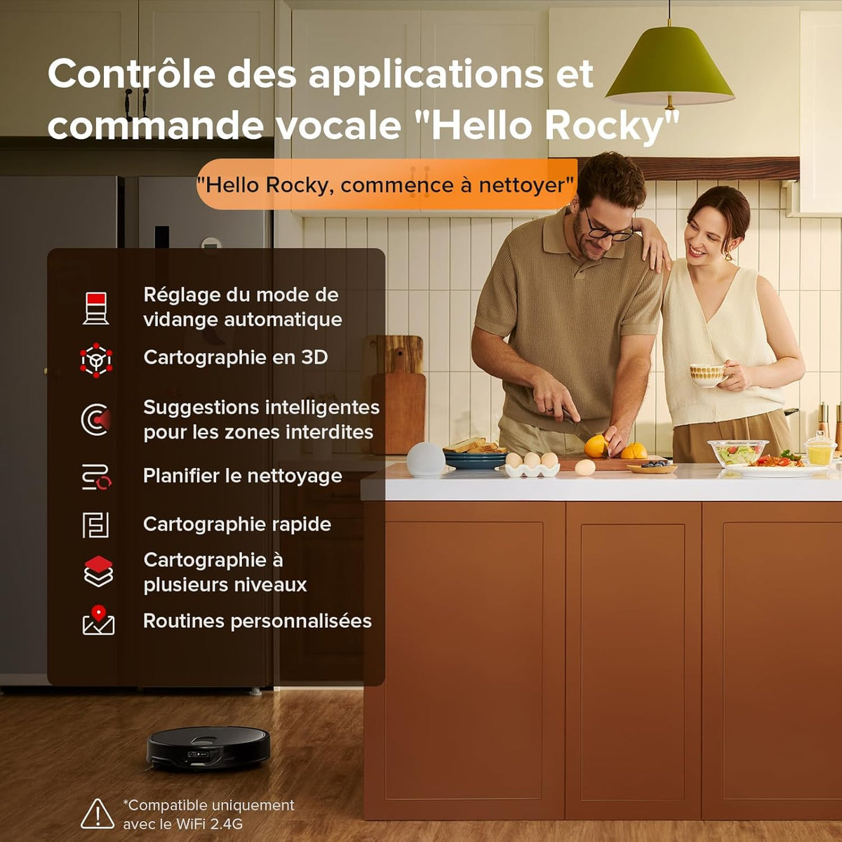 roborock Qrevo Slim Aspirateur Robot Laveur, 11000Pa, 8,2cm Ultra-Mince, Station 8 en 1, StarSight Navigation & Évitement d'obstacles, FlexiArm Serpillière & Brosse Latérale, Contrôle APP/Vocale