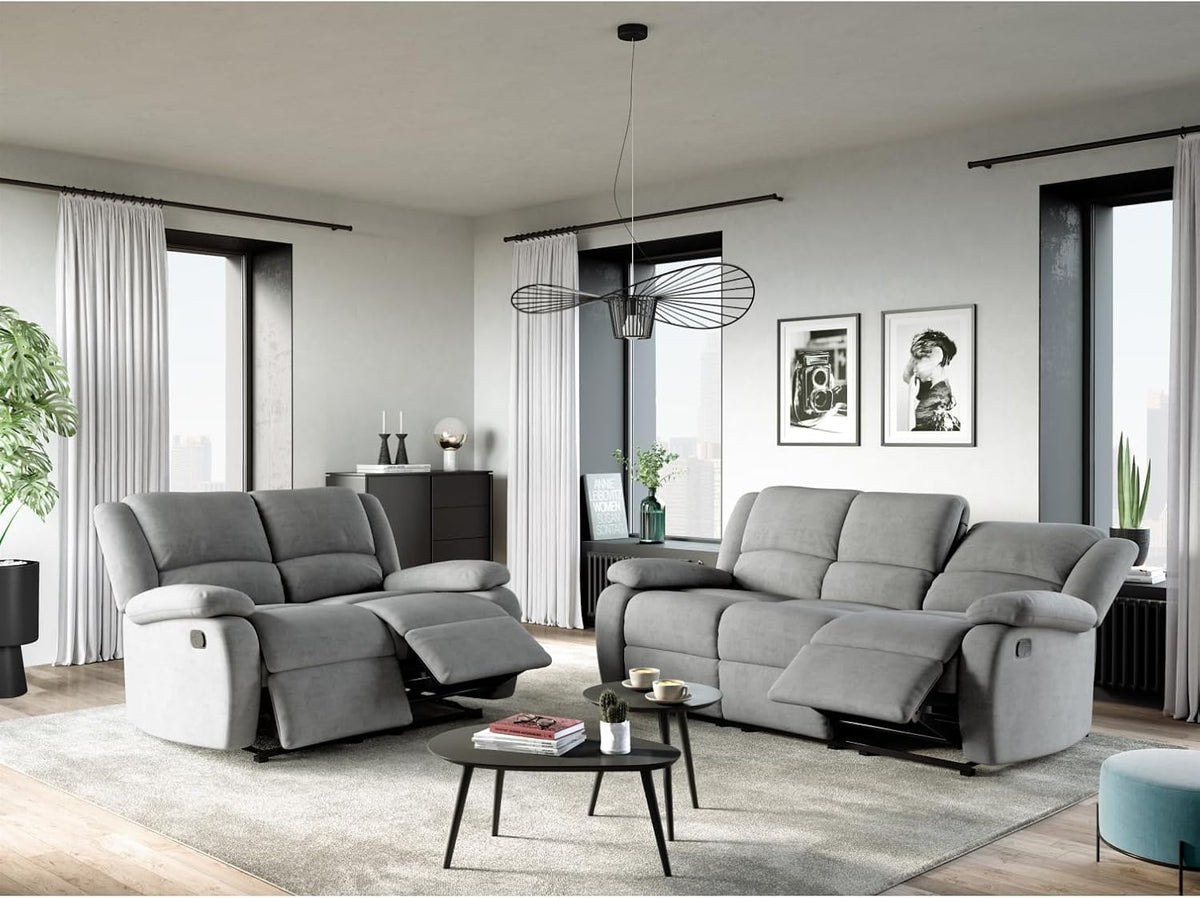 LOUNGITUDE - DETENTE - Canapé de Relaxation 2 Places en Microfibre - Gris