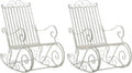 CLP Lot De 2 Fauteuils A Bascule en Fer Forgé Smilla I Rocking-Chair D'Extérieur avec Dossier Haut Et Accoudoirs, Couleur:Blanc Antique