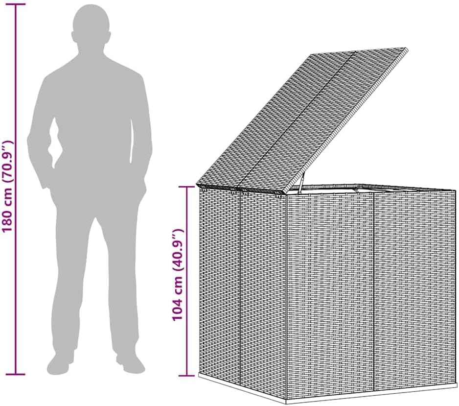 vidaXL Boîte à Coussins de Jardin Coffre de Rangement Conteneur à Oreillers d'Extérieur Patio Terrasse Résine Tressée 100x97,5x104 cm Noir