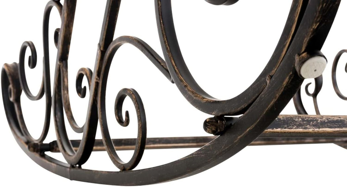 CLP Lot De 2 Fauteuils A Bascule en Fer Forgé Smilla I Rocking-Chair D'Extérieur avec Dossier Haut Et Accoudoirs, Couleur:Bronze