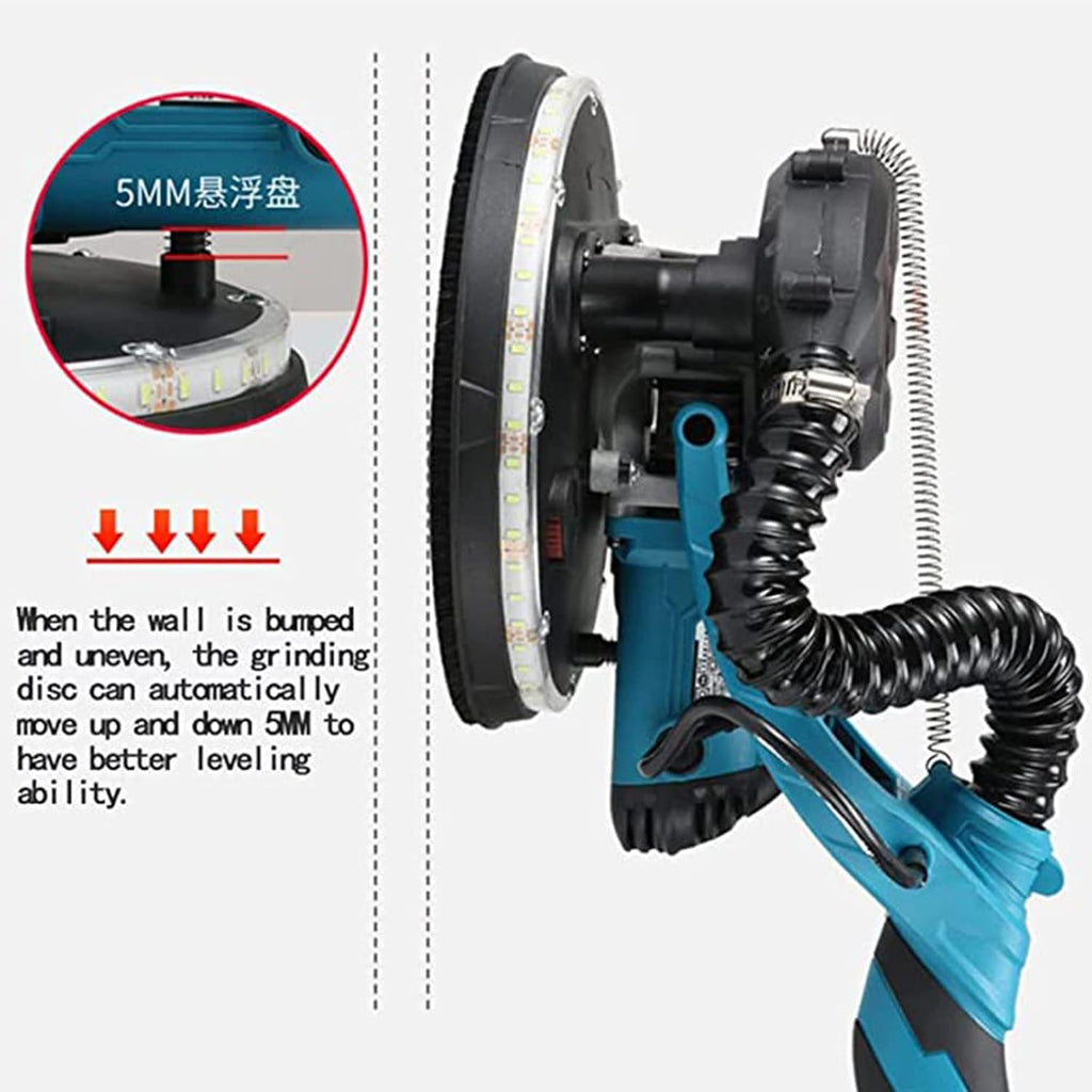 BEZAX 1800w Machines à Polisseuses électriques,Ponceuse Portative Cloisons Sèches,avec Lumières LED à Double étage/Système De Dépoussiérage sous Vide,pour Le Polissage intérieur,Sander+100SandPad