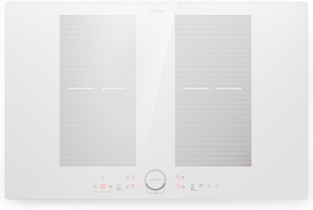 Klarstein Table de Cuisson Induction 4 Feux 7000W, Contrôle par Touches, Affichage Numérique et Minuterie