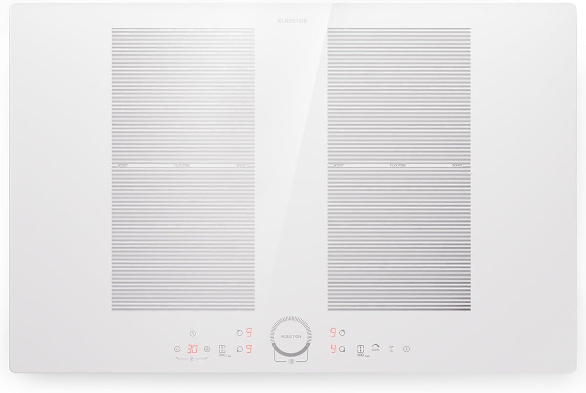 Klarstein Table de Cuisson Induction 4 Feux 7000W, Contrôle par Touches, Affichage Numérique et Minuterie