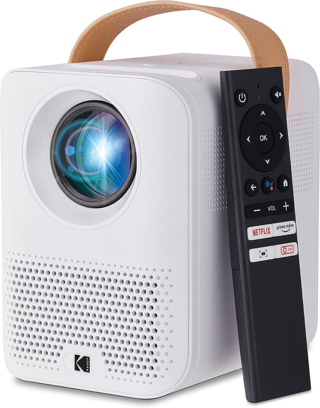 KODAK Projecteur Intelligent FLIK HD9 | Mini Film Portable intérieur et extérieur Blanc avec Applications de Streaming Android TV, Wi-FI et Bluetooth, Haut-parleurs intégrés