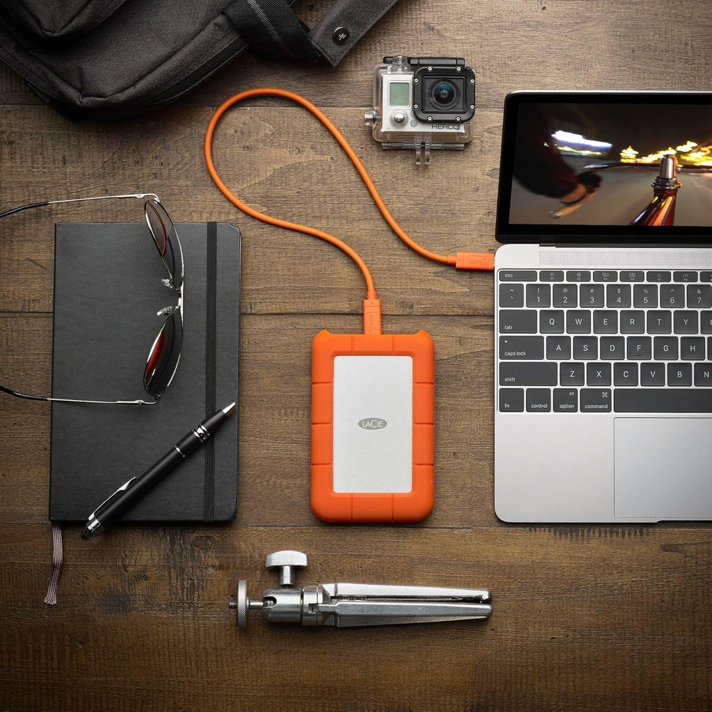 LaCie Rugged USB-C 4To, Disque Dur Externe Portable HDD, PC Mac iPad & iPhone, Data Rescue Service (STFR4000800)