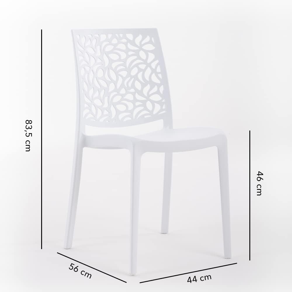 SIEDITI FUORI E DENTRO Chaises en résine avec Fibre de Verre empilables pour intérieur/Cuisine/Salle à Manger et extérieur/Jardin Anna (4 Chaises, Blanc)