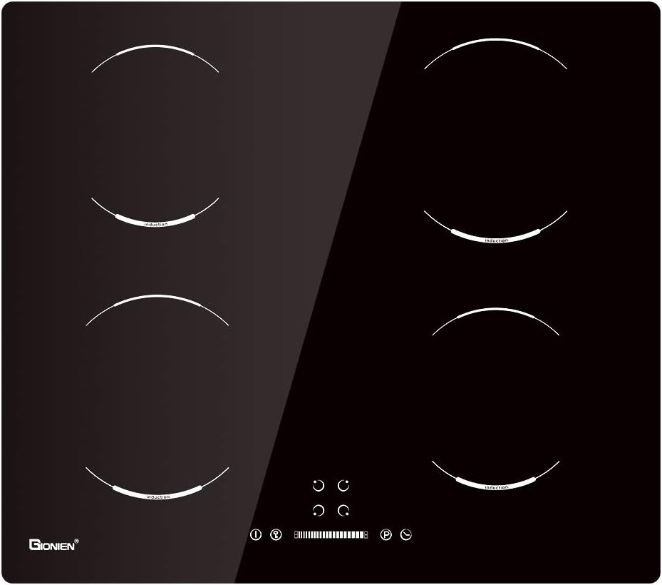 GIONIEN Plaque de Cuisson à Induction, Plaque de Cuisson électrique intégrée de 60 cm, cuisinière à 4 brûleurs GIB464SC