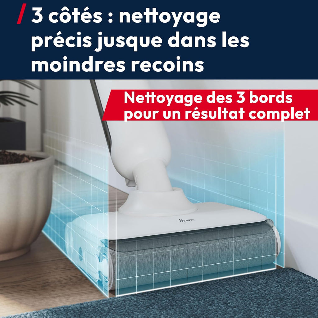 Hoover HW400 Aspirateur Laveur, sans Fil, Eau et Poussières, 180° à Plat, 50Min Autonomie, Techologie Anti-emmêlement, Auto-Nettoyage 70°C et Séchage 30Min, Nettoyage Triple Bord, 17000 Pa