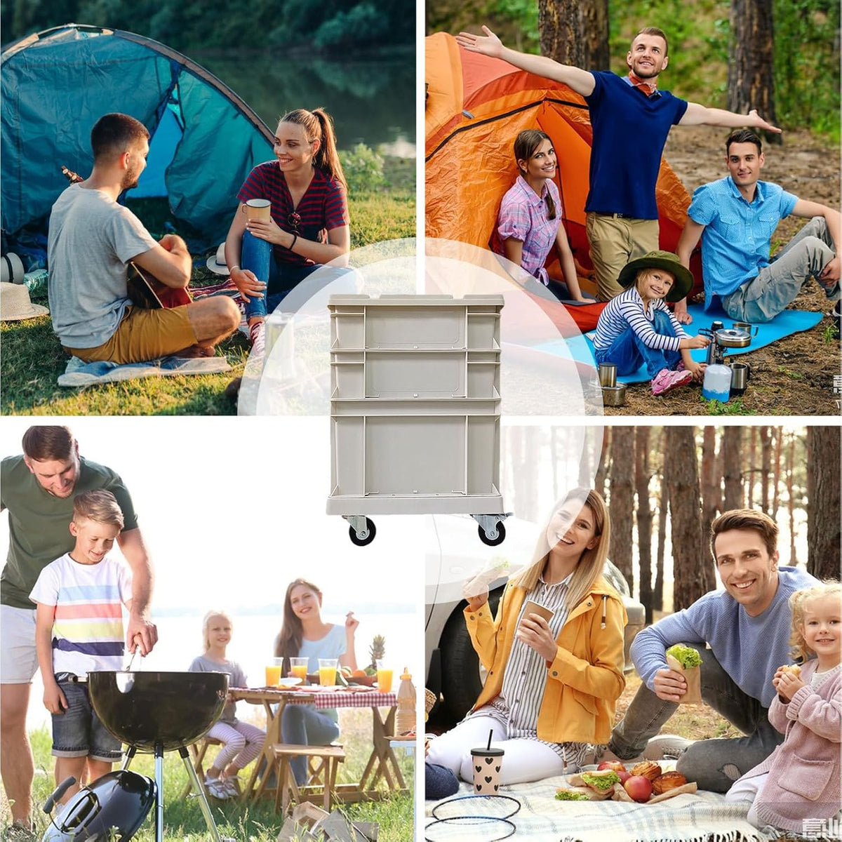Generico Boîte De Rangement Avec Roues,Conteneurs Empilables De Grande Capacité | Paniers Organisateurs avec Couvercles et Roues,pour Maison Bureau Extérieur Camping Garage Grenier Emballage