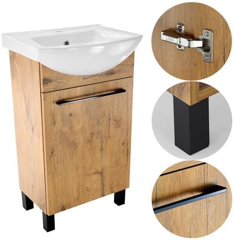Paplinskimoebel Meuble de Salle de Bain avec Lavabo 50 x 40 x 84,5 cm - WC Rangement - Vasque 50 cm