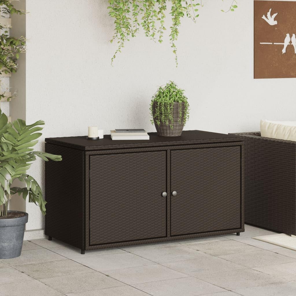 ZEYUAN Armoire de rangement de jardin en rotin PE marron 110 x 55 x 60,5 cm, armoire extérieure de jardin, meubles de jardin extérieur - 365568