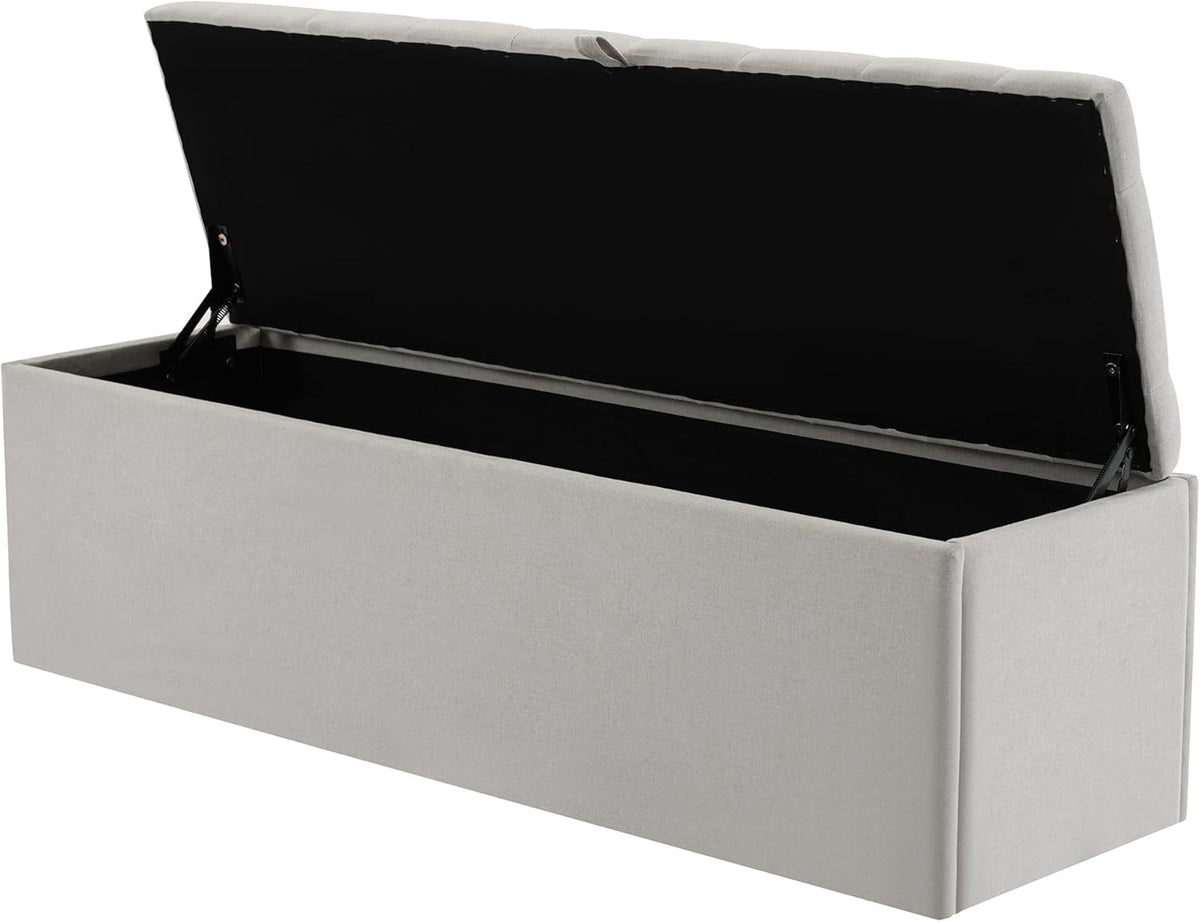WEALTHOUSE Banc de rangement rembourré pour chambre à coucher - Meuble de rangement - Banc de rangement - Tabouret - Meuble moderne - Solution de rangement - Banc de lit - Coffre de rangement lin