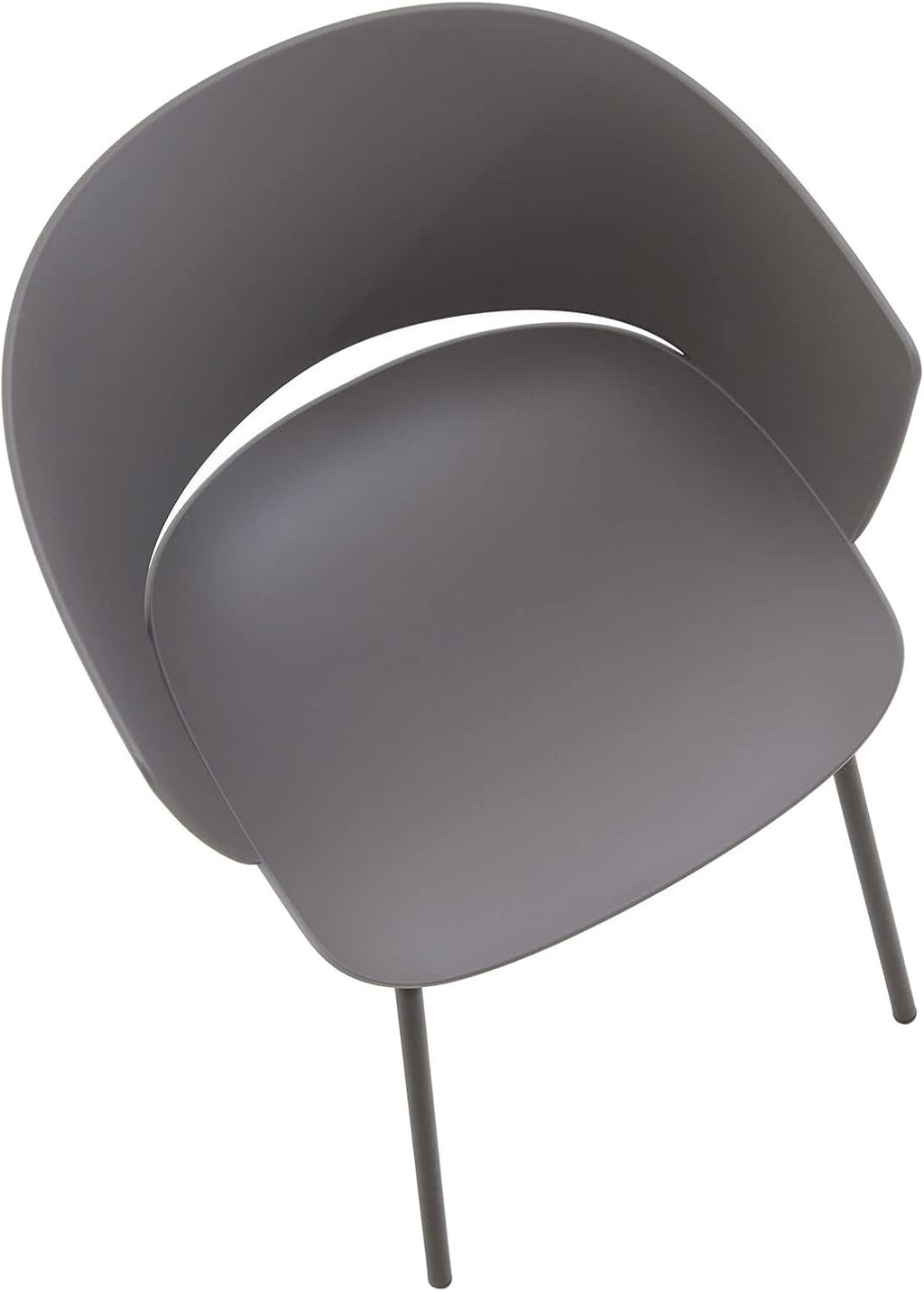 IDIMEX Lot de 4 chaises de Jardin NIVEL Fauteuil d'extérieur en Plastique Gris résistant aux UV et Pieds en métal Noir