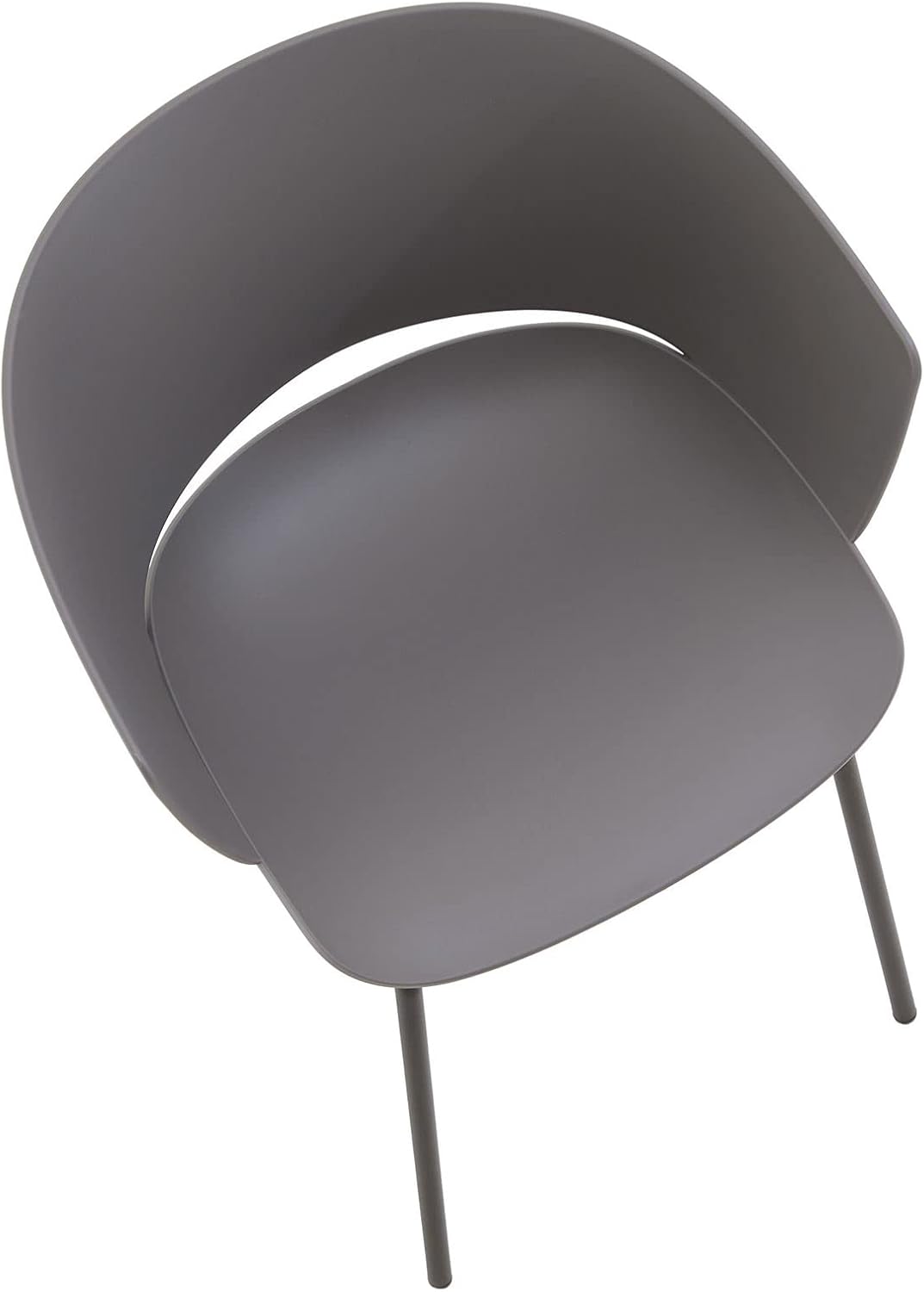 IDIMEX Lot de 4 chaises de Jardin NIVEL Fauteuil d'extérieur en Plastique Gris résistant aux UV et Pieds en métal Noir
