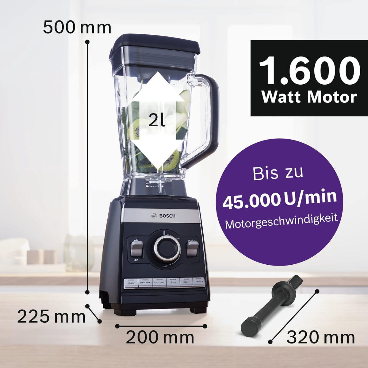 Bosch MMBH6P6BDE mixeur Robot mixer 1600 W Noir