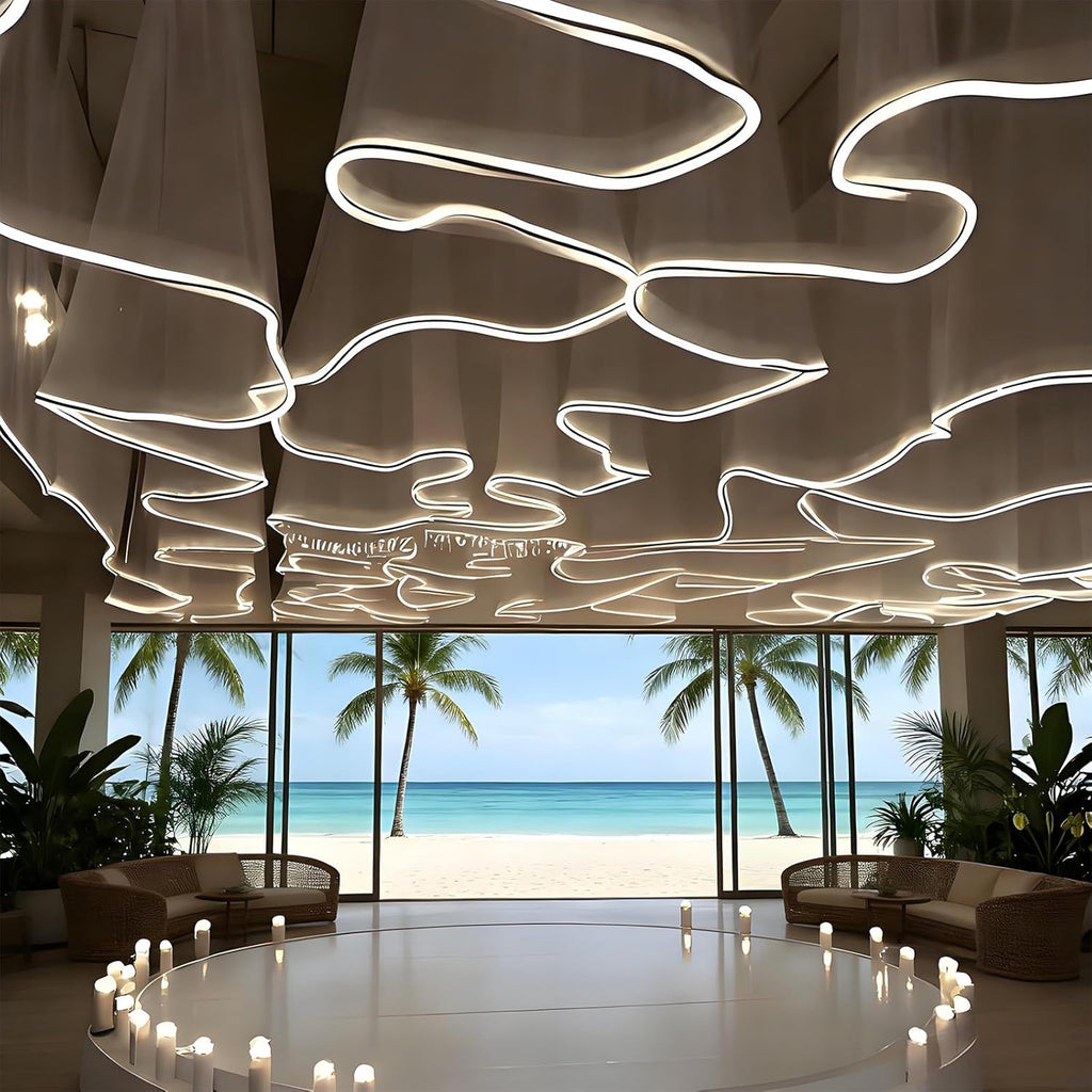 BANGBANGJI Bande Lumineuse créative, éclairage pour Rideaux de Mariage, Facile à Installer, réutilisable, idéale pour Les Anniversaires, Les fêtes et Les Mariages 100mx0.5m-WhiteVeil+WhiteLight