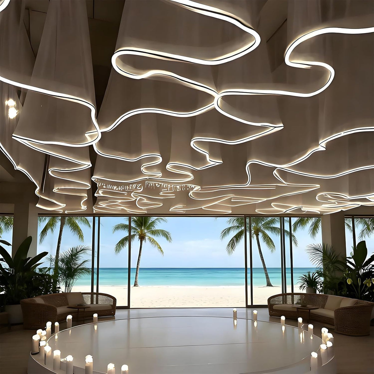 BANGBANGJI Bande Lumineuse créative, éclairage pour Rideaux de Mariage, Facile à Installer, réutilisable, idéale pour Les Anniversaires, Les fêtes et Les Mariages 100mx0.5m-WhiteVeil+WhiteLight