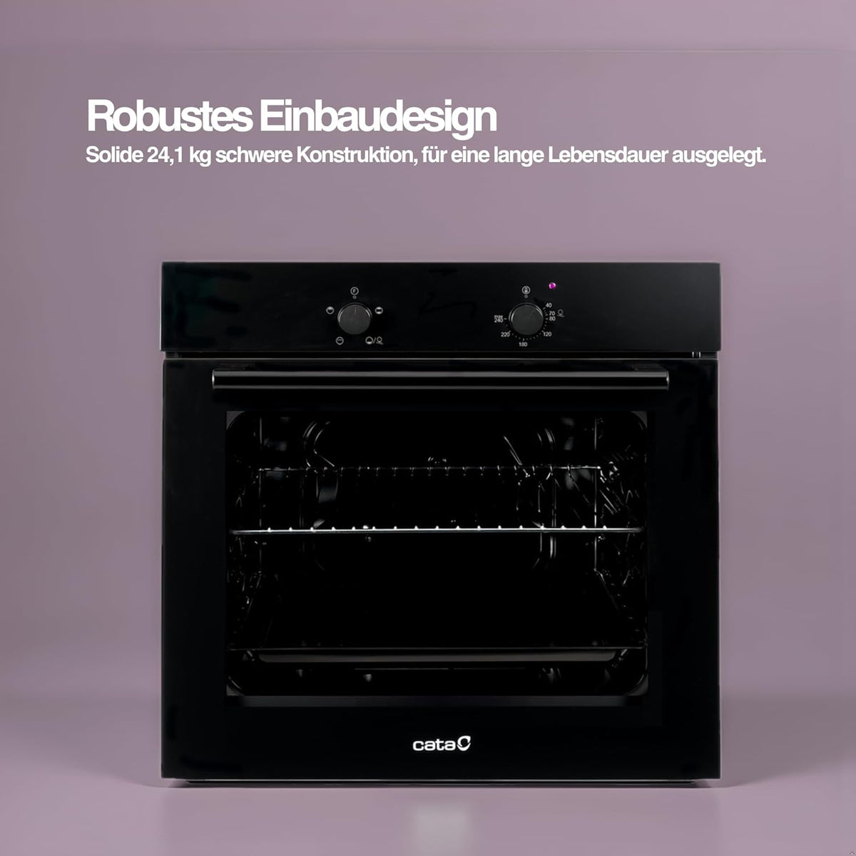 Cata Four statique SES 6004 BK 4 fonctions porte panoramique Full Glass Nettoyage AquaSmart Éclairage intérieur Largeur 60 cm Grande capacité 62 L Éclairage intérieur Finition inox Verre noir