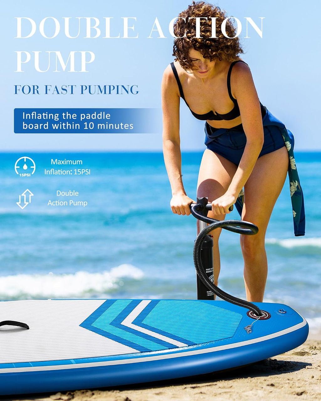 Planche à pagaie de 15,2 cm d'épaisseur avec accessoires ISUP et sac de transport et pompage rapide pour adultes et jeunes pour pagaie, surf, pêche, yoga