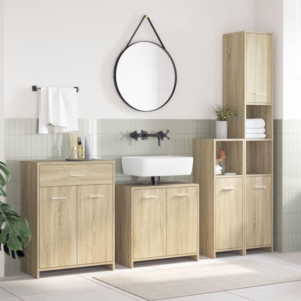 Ensemble de meubles de salle de bain 4 pcs chêne sonoma