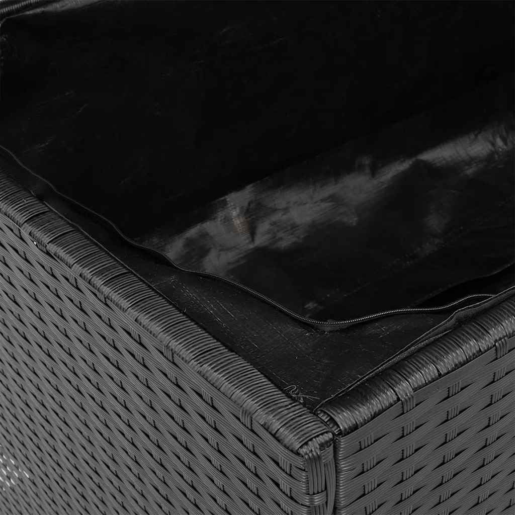 vidaXL Boîte de Rangement de Jardin, Coffre à Outils, Meuble de Rangement, Organisateur de Terrasse Patio, Noir Résine Tressée Bois d'Acacia