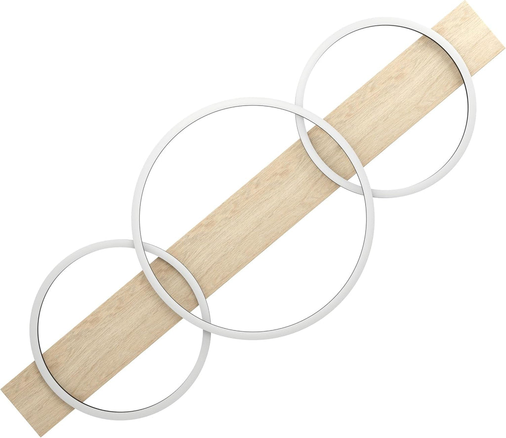Eglo Plafonnier LED Boyal à 3 flammes, luminaire intérieur en bois, métal et plastique, lampe de plafond pour salon et couloir, blanc chaud, 101 cm