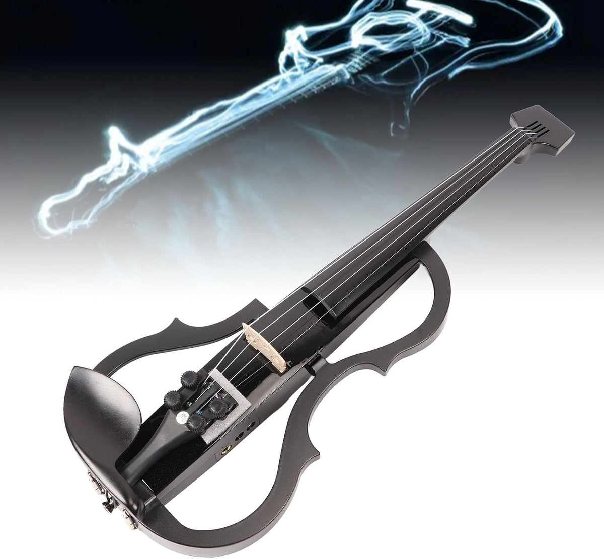 Dilwe Violon Électrique 4/4, Fibre de Carbone, Érable, 4 Cordes, Silencieux, Polyvalent, Réglable, Mute
