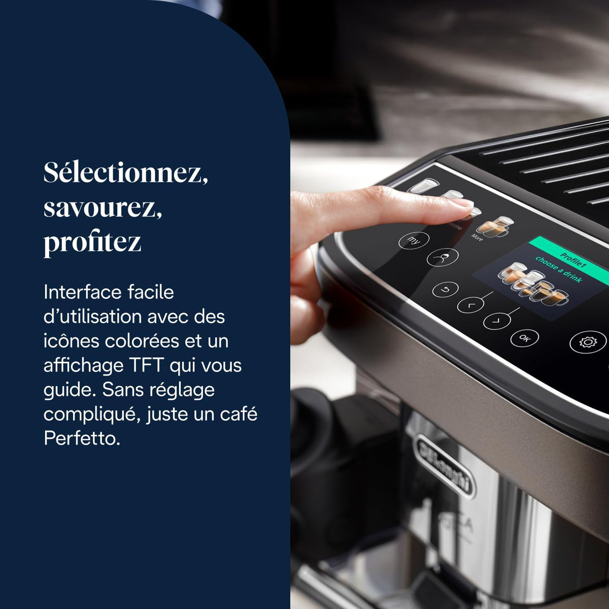 De’Longhi Magnifica Evo Next - Perfetto Machine à Café Automatique avec LatteCrema Mousseur à Lait Automatique, 13 Boissons en une Seule Touche, Écran Tactile Couleurs, Titane et Noir (ECAM312.80.TB)