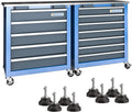 LARBANKE Commode à outils combinée à 12 tiroirs avec plan de travail en acier inoxydable, système de verrouillage, meuble de rangement à outils avec roulettes et pieds rembourrés