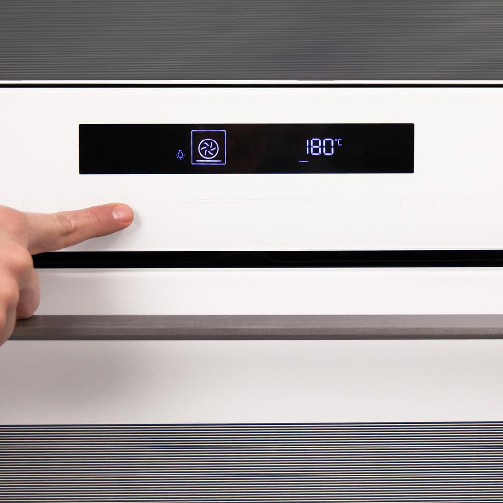 Cecotec Four encastrable 60cm Bolero Hexa SM406000 Glass White A+. 2900W, 72L, 12 Fonctions, Steak Master, Pizza Master, Steam Assist, Steam EasyClean, Mode Eco, Décongélation, Minuterie électronique