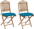 Sufrk Chaises Pliables de Jardin 2 pcs avec Coussins Bambou,Chaises De Jardin,Chaises De Jardin Extérieur,Chaises De Table De Jardin