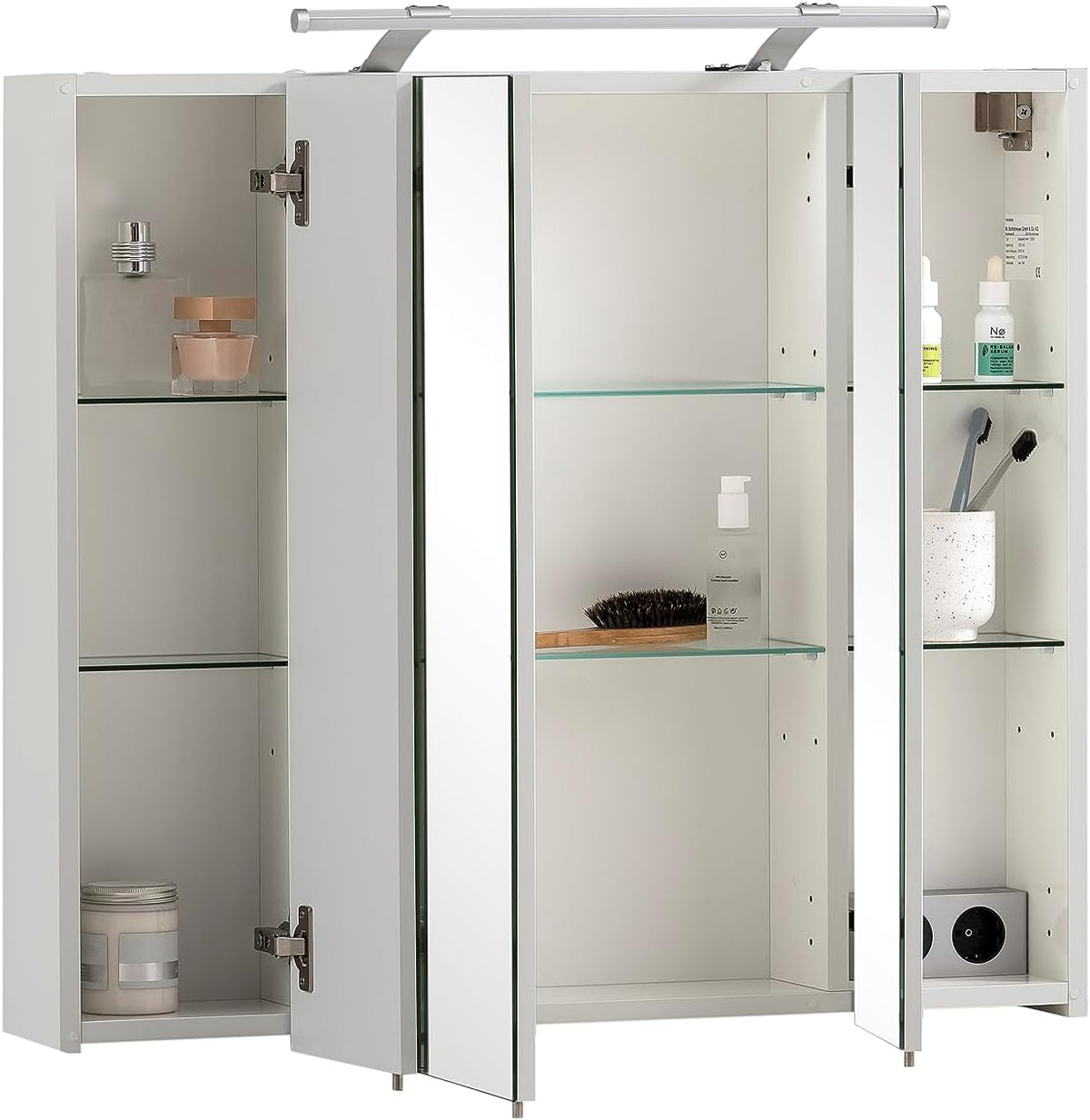 Schildmeyer 125353 Armoire De Toilette avec Miroir, Matériau Dérivé du Bois, Blanc, 80 x 75 x 16 cm