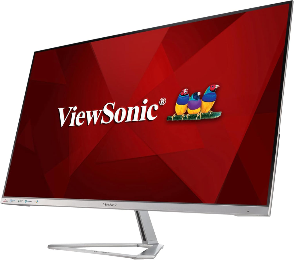 ViewSonic VX3276-MHD-3 Moniteur IPS 32" Full HD, VGA, HDMI, DisplayPort, haut-parleurs, chassis argenté, sans bords sur 3 côtés, pied argenté