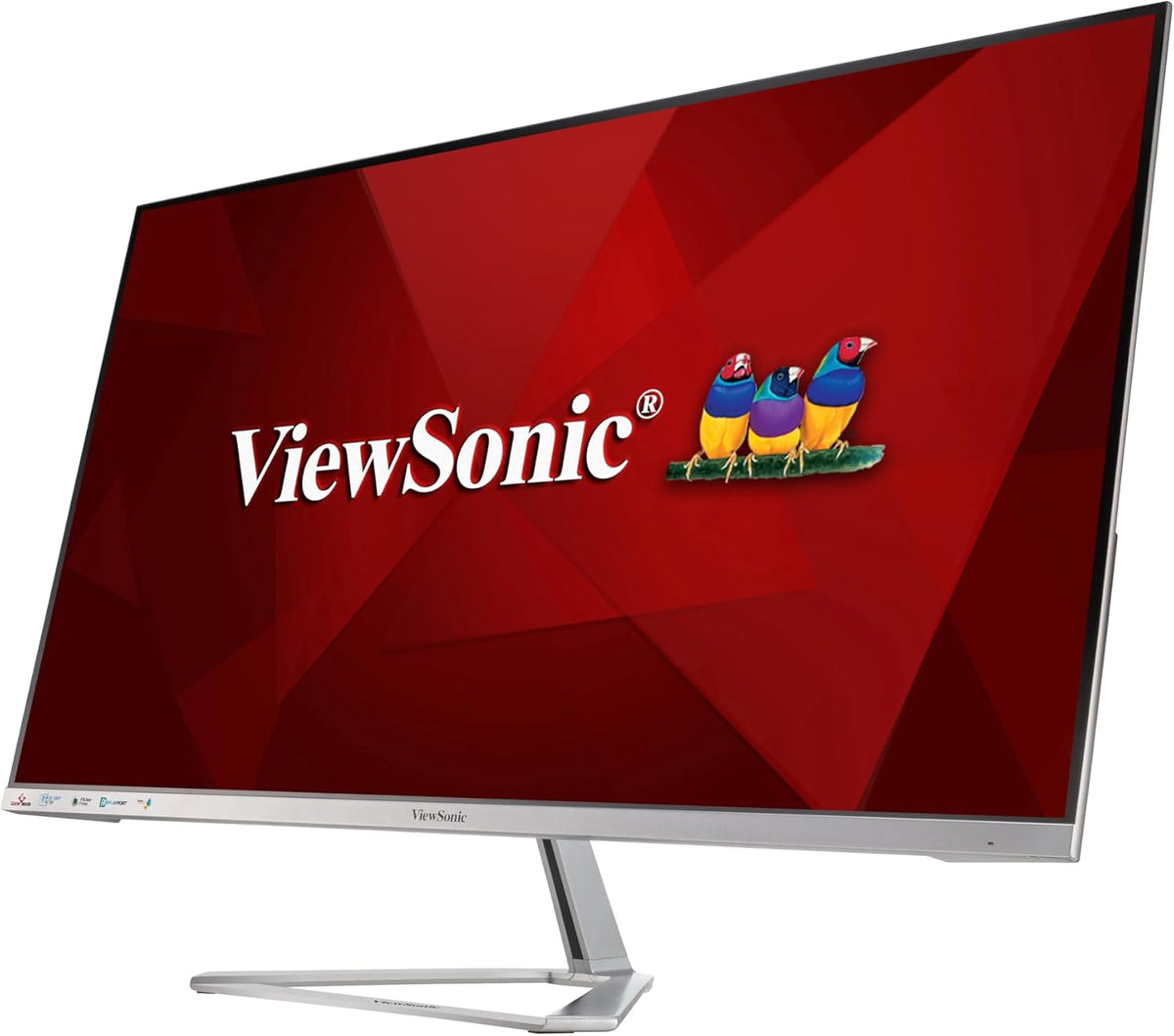 ViewSonic VX3276-MHD-3 Moniteur IPS 32" Full HD, VGA, HDMI, DisplayPort, haut-parleurs, chassis argenté, sans bords sur 3 côtés, pied argenté