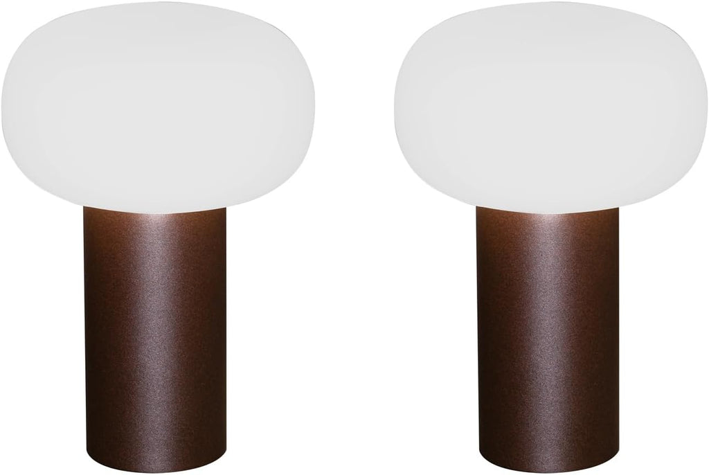 Lot de 2 lampes de table d'extérieur sans fil avec changement de couleur RVB, aspect rouille Hauteur 19 cm