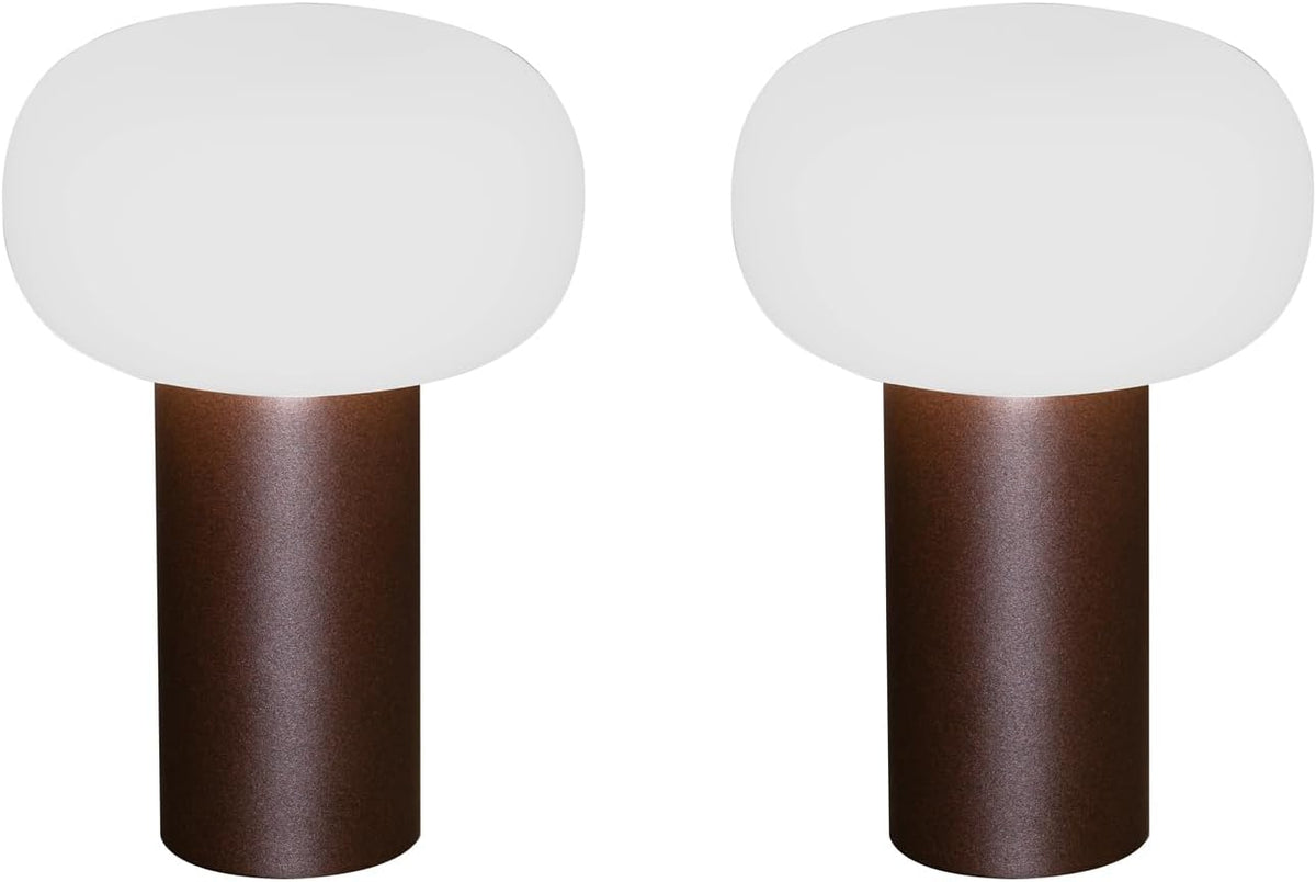 Lot de 2 lampes de table d'extérieur sans fil avec changement de couleur RVB, aspect rouille Hauteur 19 cm
