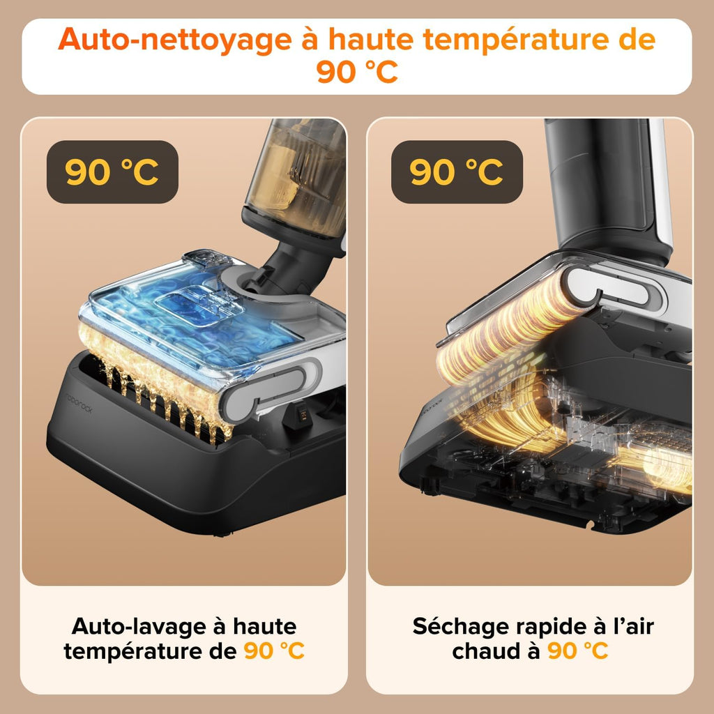 roborock F25 LT aspirateur Laveur 20 000 Pa,Autonettoyage à Haute température de 90 °C, séchage Rapide, inclinable à 180°, Nettoyage Bord à Bord pour sols durs.
